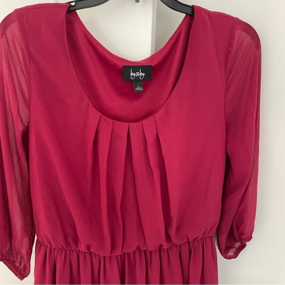 By & By Cranberry Draped and Cinched Mini Dress Size L - Picture 9 of 11